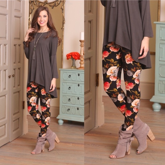 Floral Rose Print Leggings - Picture 6 of 6